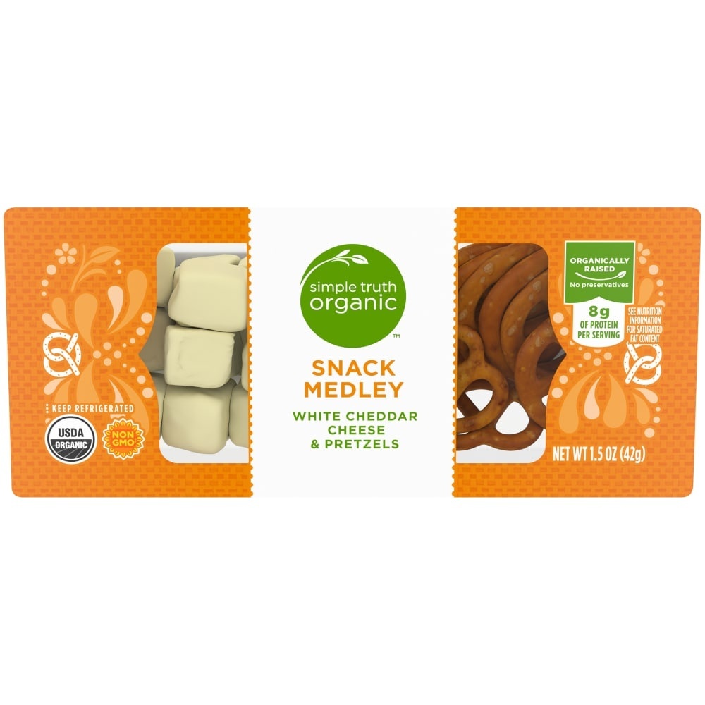 slide 1 of 1, Simple Truth Organicsnack Medley White Cheddar Cheese & Pretzels, 1.5 oz