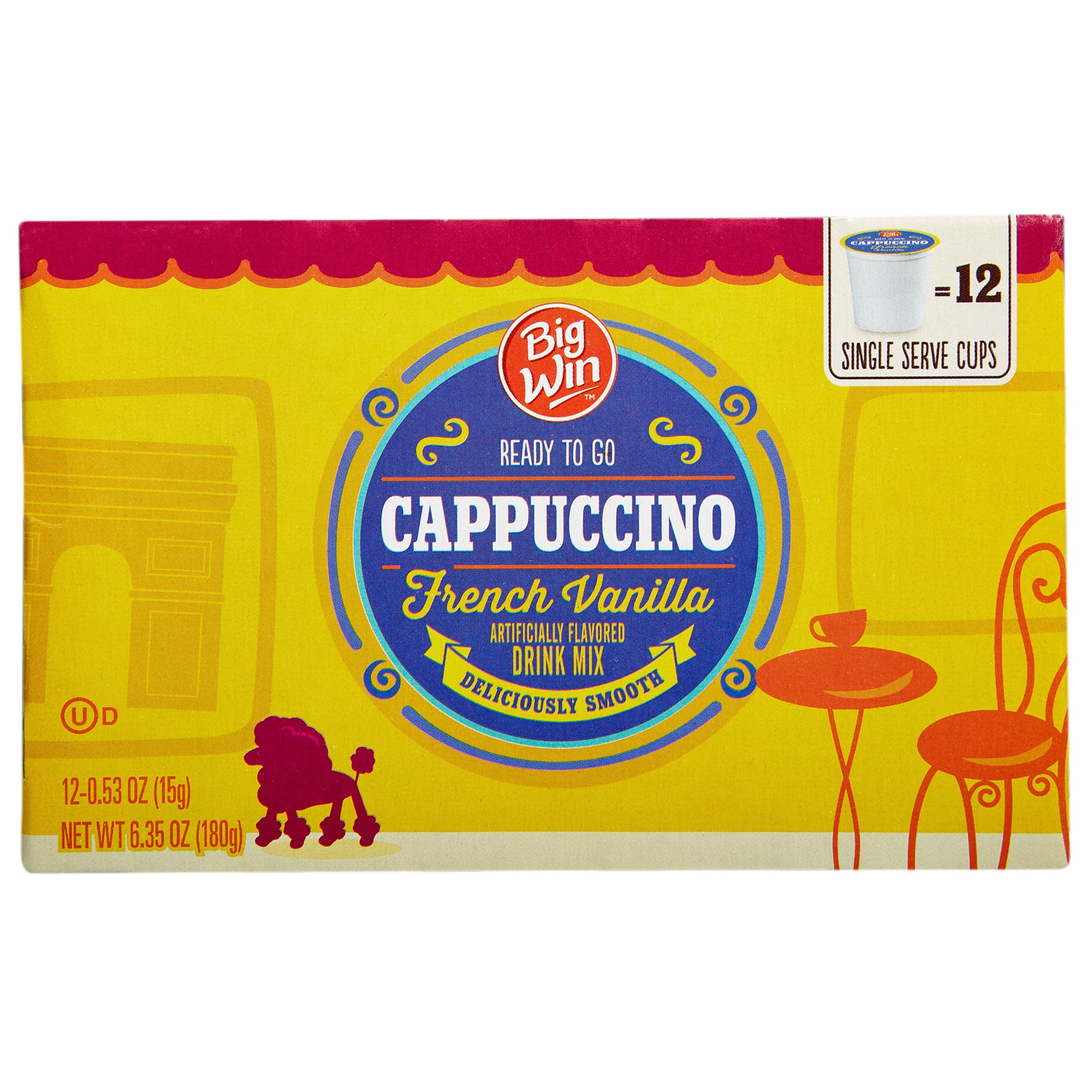 Big Win Single Serve Coffee Cups, French Vanilla Cappuccino - 12