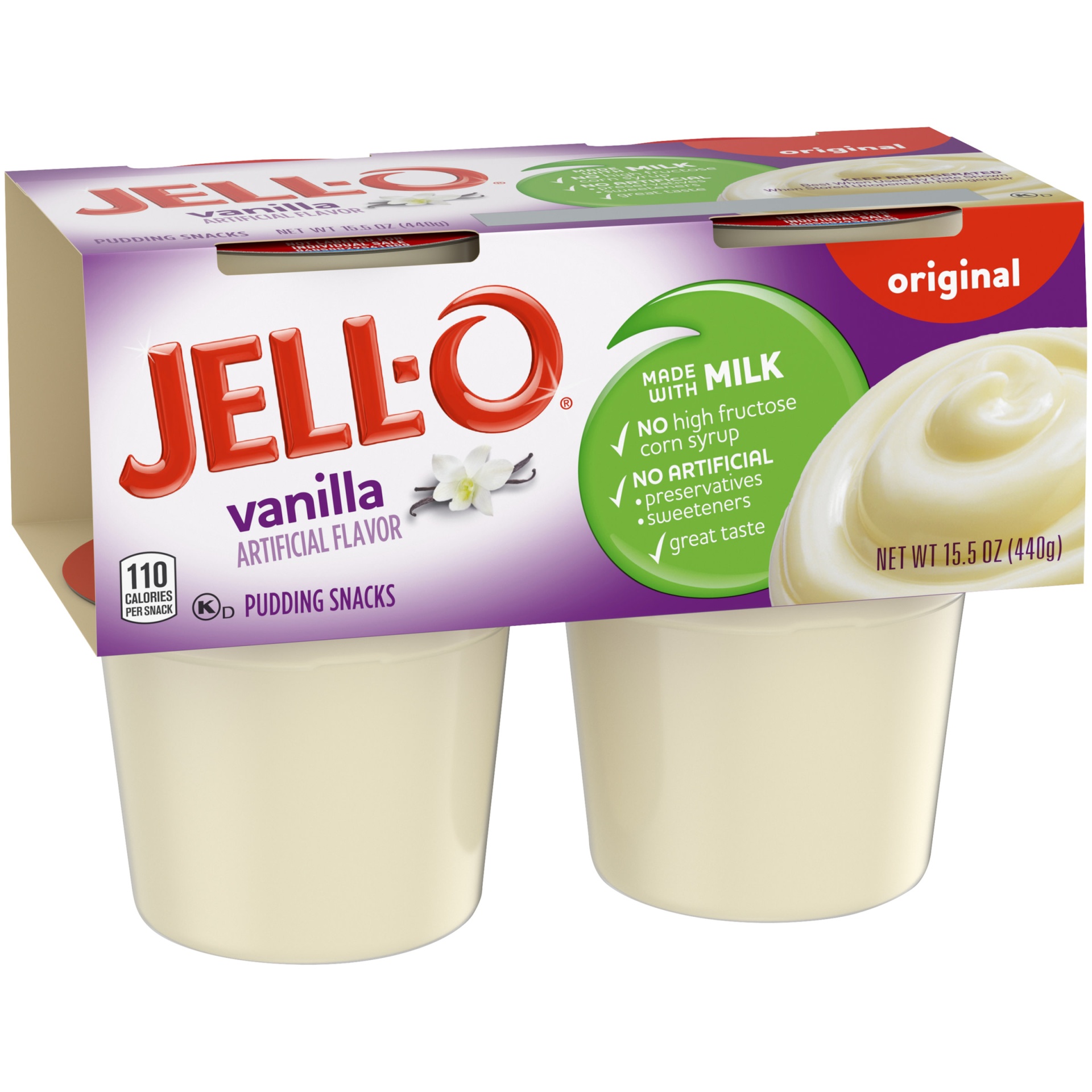 slide 3 of 7, Jell-O Original Vanilla Ready-to-Eat Pudding Cups Snack Cups, 4 ct