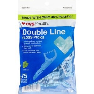 slide 1 of 1, CVS Health Double Line Floss Picks, Mint, 75 Ct, 75 ct