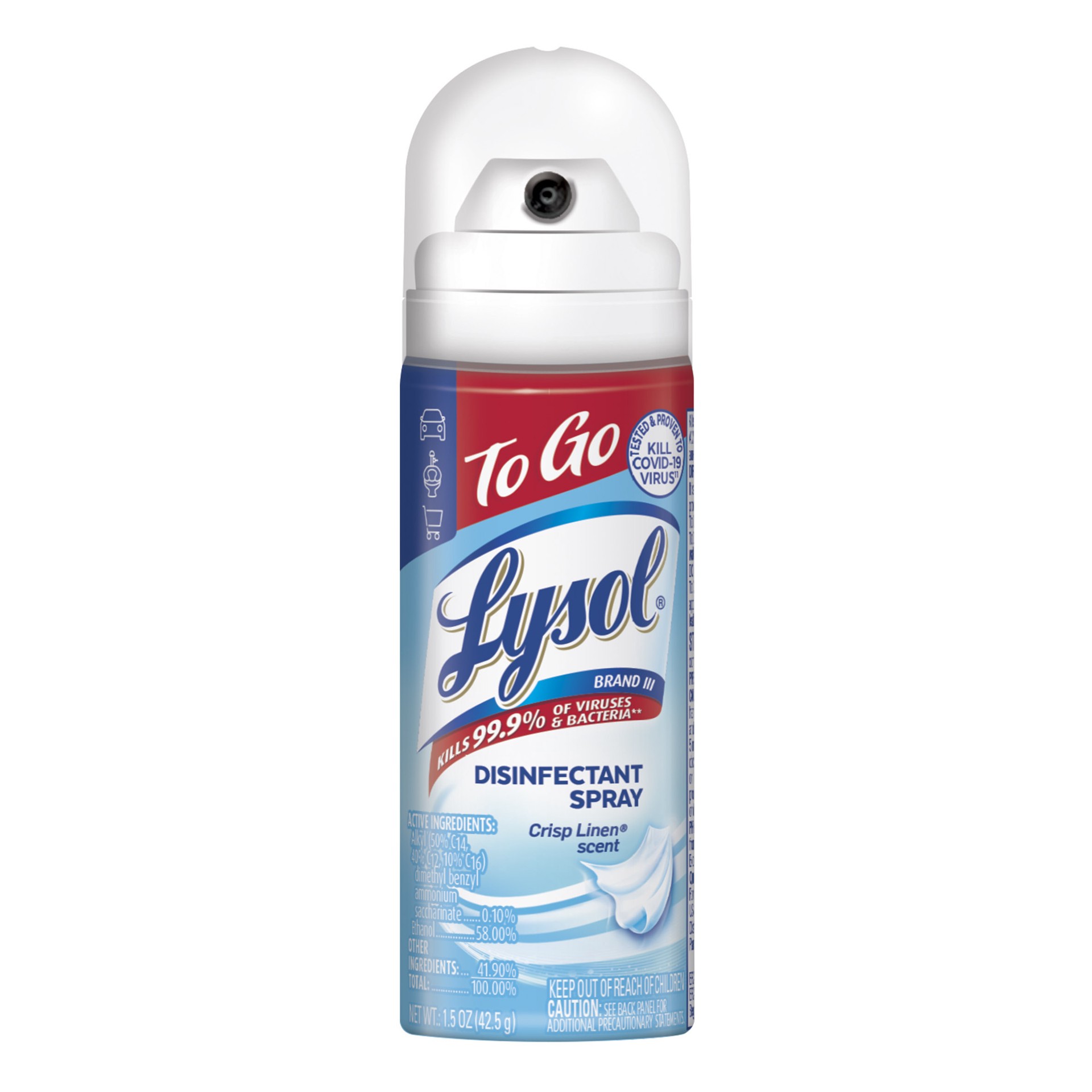 slide 1 of 7, Lysol Disinf Spry To Go Crisp Linen 1.5O, 1.5 oz