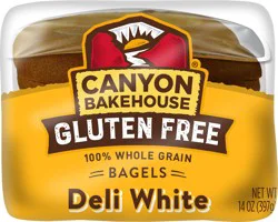 Canyon Bakehouse Deli White Bagels, Gluten Free Bagels, 100% Whole Grain, Fresh, 4 Count