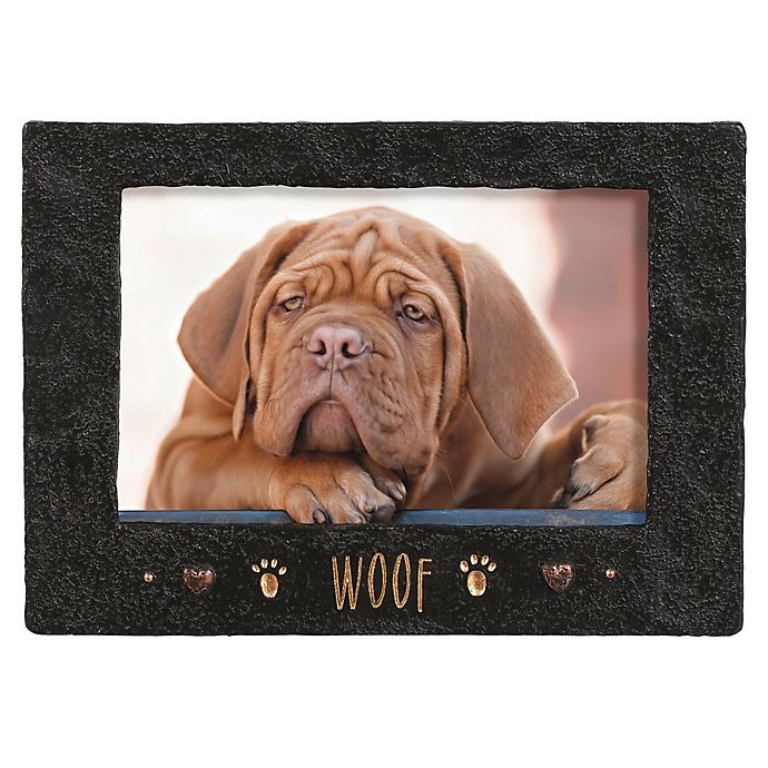 slide 1 of 1, Grasslands Road Woof'' Cement Picture Frame - Black'', 4 in x 6 in