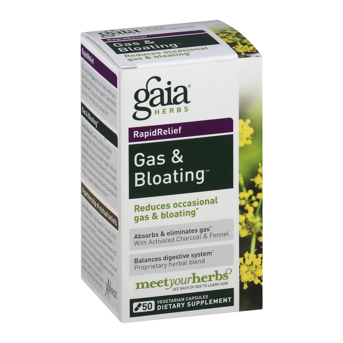 slide 2 of 9, Gaia Gas & Bloating, 50 ct