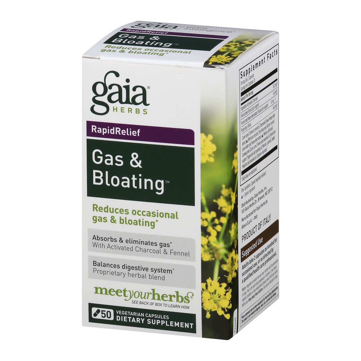 slide 3 of 9, Gaia Gas & Bloating, 50 ct