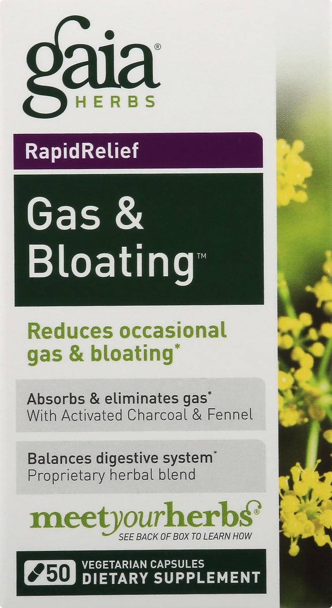 slide 6 of 9, Gaia Gas & Bloating, 50 ct
