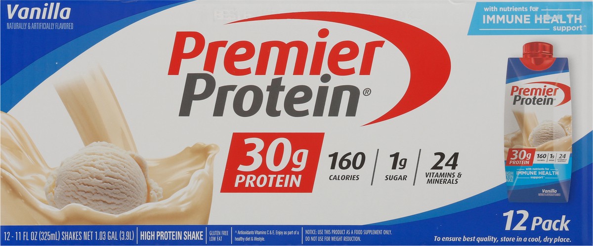 slide 1 of 13, Premier Protein Nutritional Shake - Vanilla - 11 fl oz/12pk, 132 fl oz