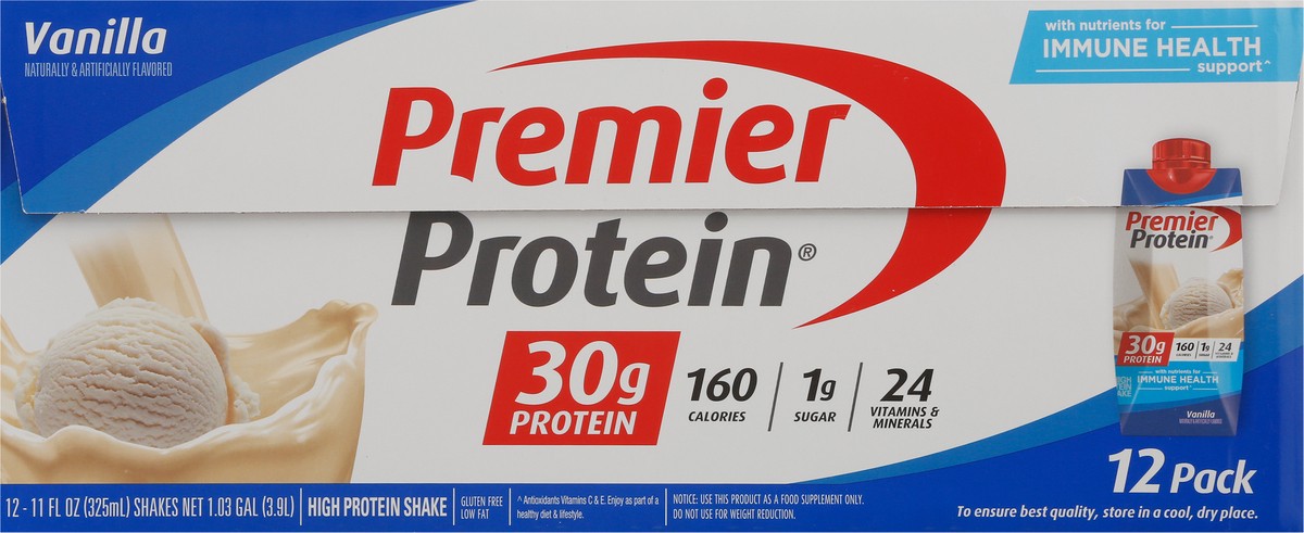 slide 11 of 13, Premier Protein Nutritional Shake - Vanilla - 11 fl oz/12pk, 132 fl oz