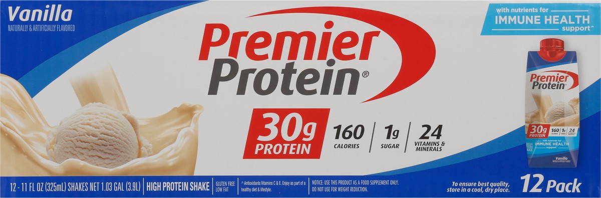 slide 6 of 13, Premier Protein Nutritional Shake - Vanilla - 11 fl oz/12pk, 132 fl oz