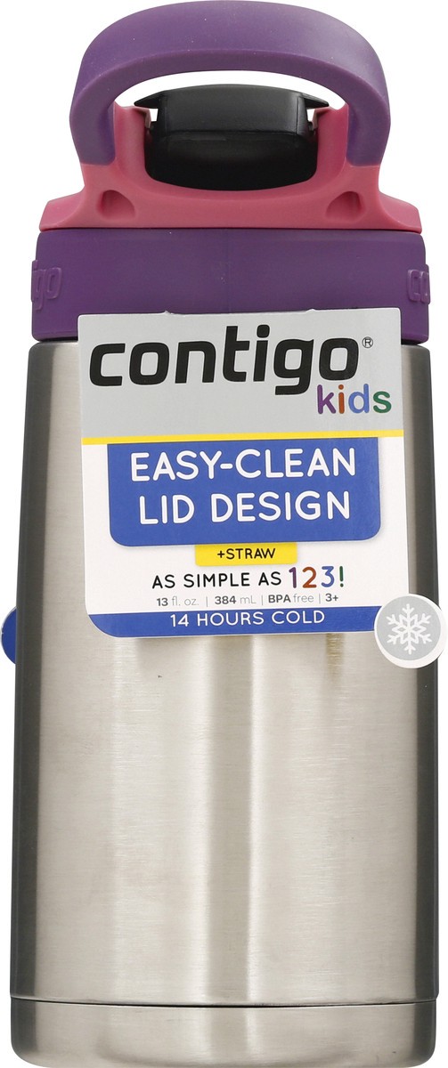 slide 3 of 11, Contigo Kids Stainless Steel Water Bottle with Redesigned AUTOSPOUT Straw, Eggplant & Punch, 1 ct