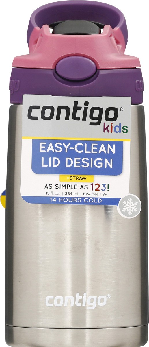 slide 4 of 11, Contigo Kids Stainless Steel Water Bottle with Redesigned AUTOSPOUT Straw, Eggplant & Punch, 1 ct