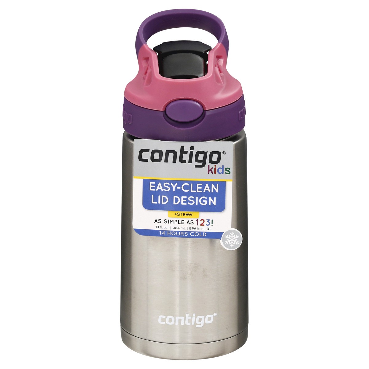 slide 10 of 11, Contigo Kids Stainless Steel Water Bottle with Redesigned AUTOSPOUT Straw, Eggplant & Punch, 1 ct