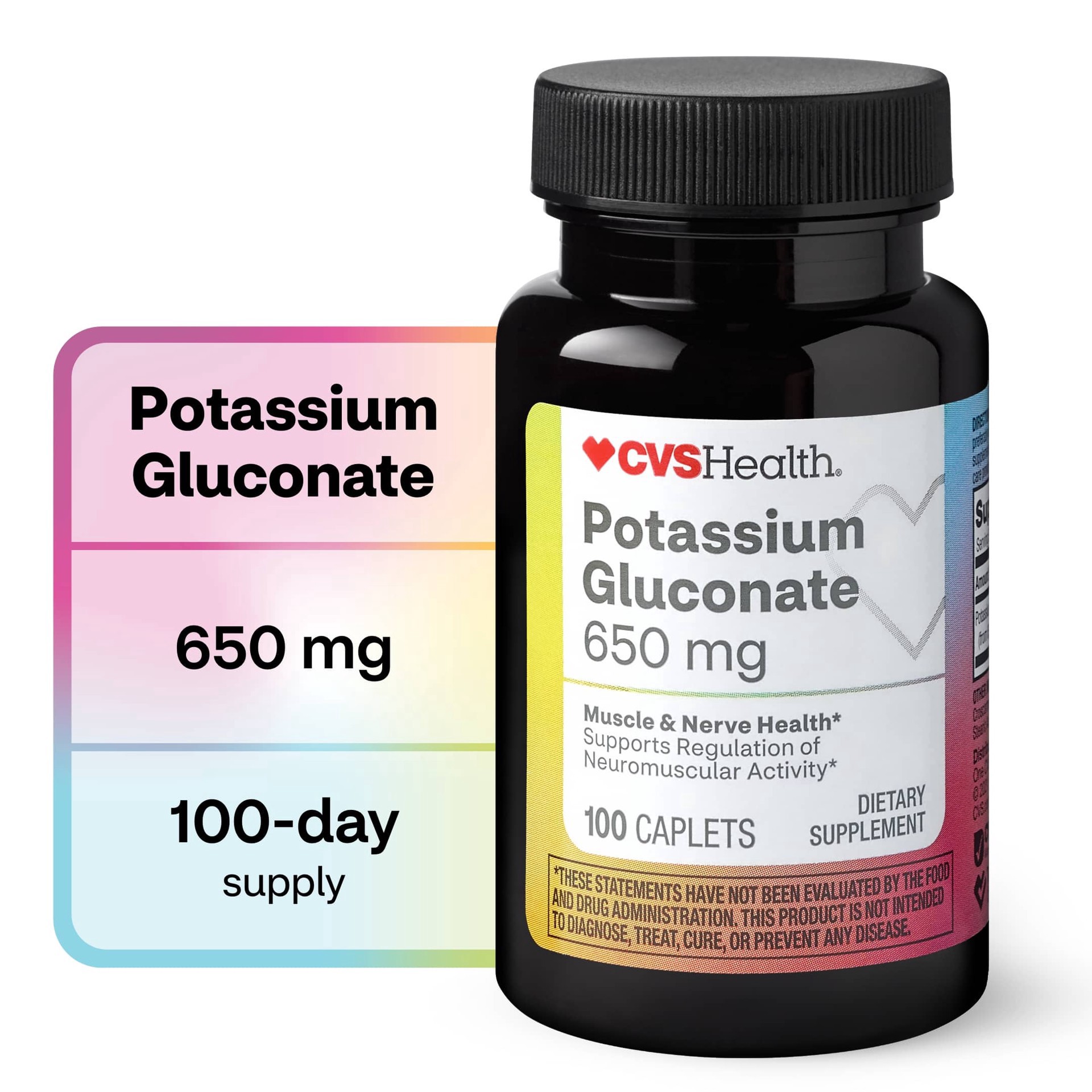 slide 1 of 1, CVS Health Potassium Gluconate Caplets, 100 Ct, 1 ct