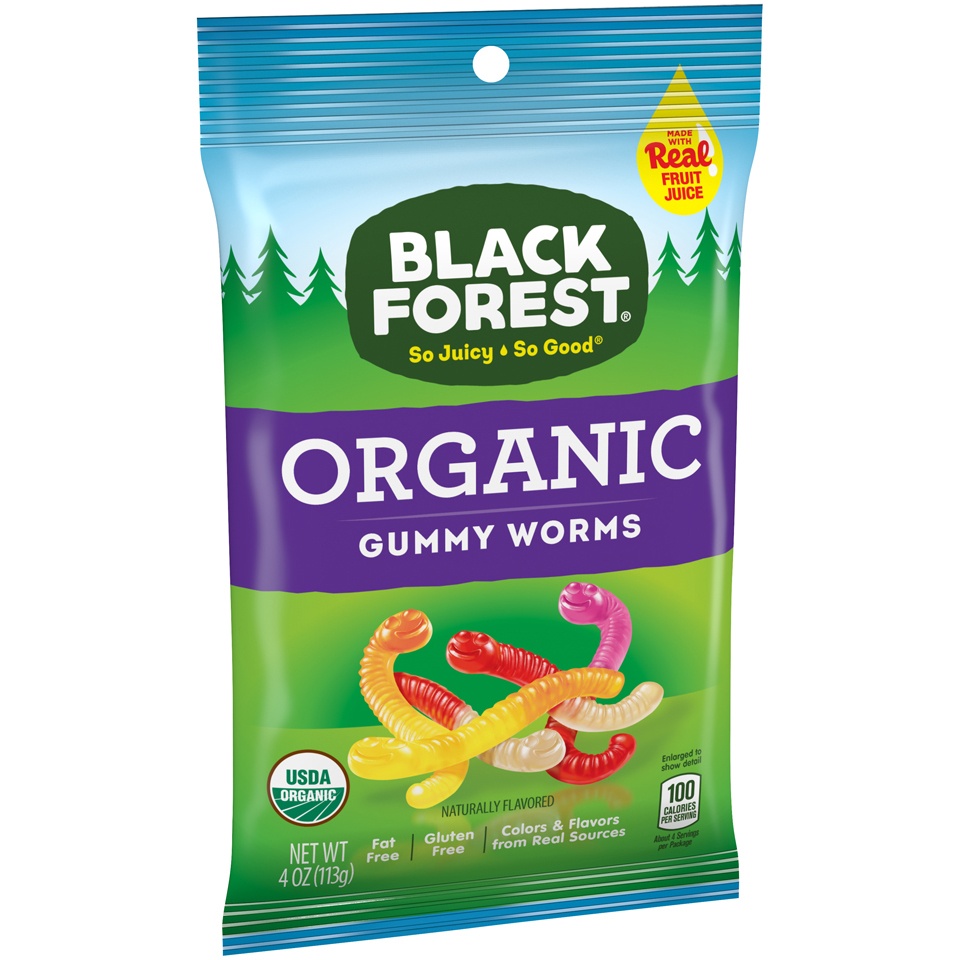 slide 2 of 8, Black Forest Organic Gummy Worms, 4 oz