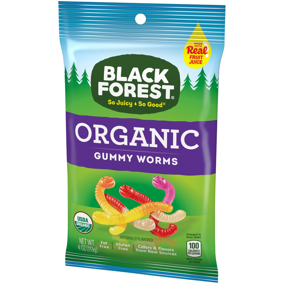 slide 3 of 8, Black Forest Organic Gummy Worms, 4 oz