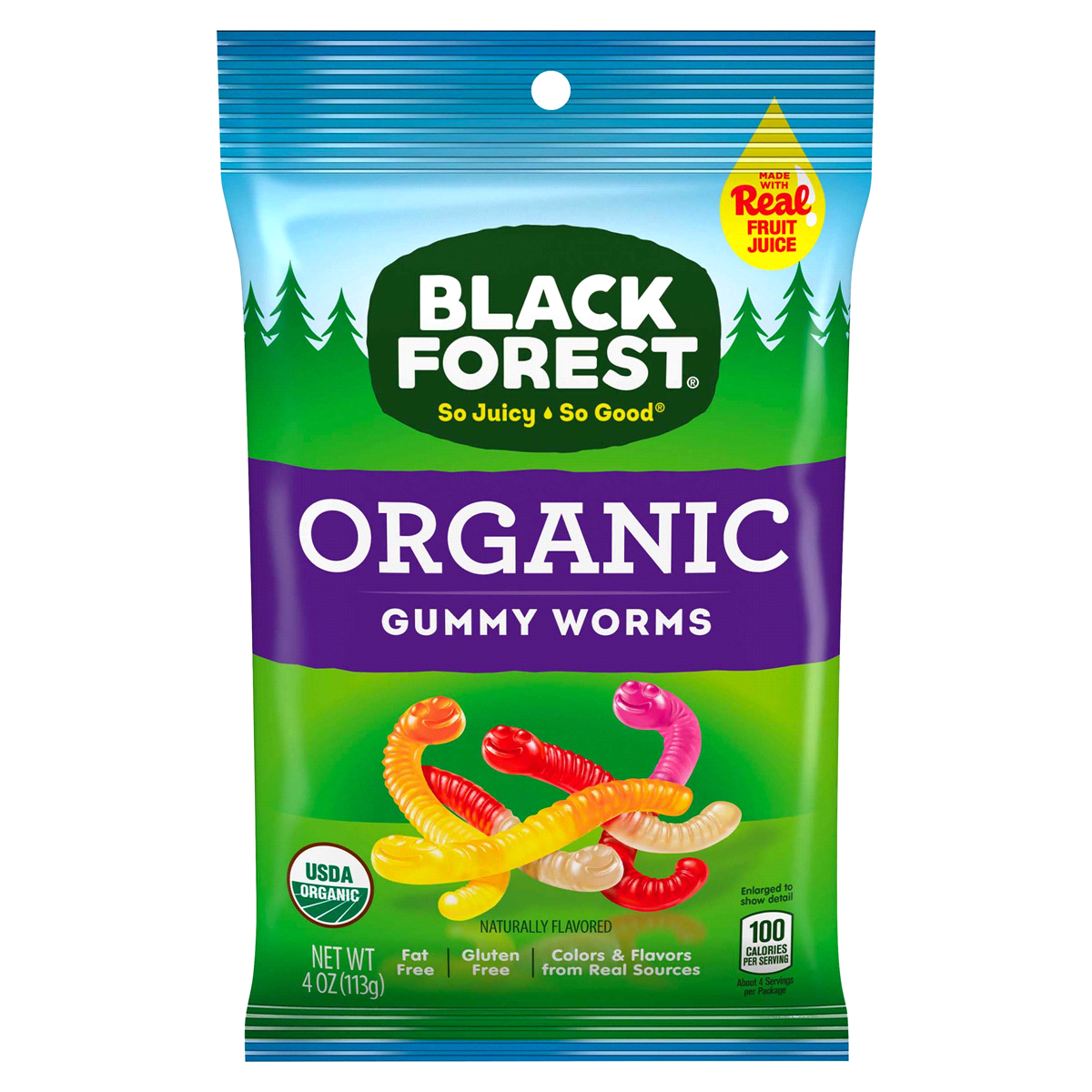 slide 1 of 8, Black Forest Organic Gummy Worms, 4 oz