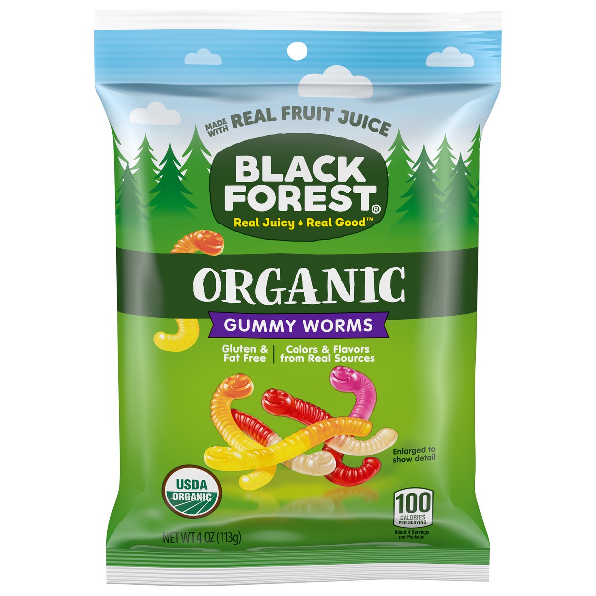 slide 1 of 9, Black Forest Organic Gummy Worms, 4 oz