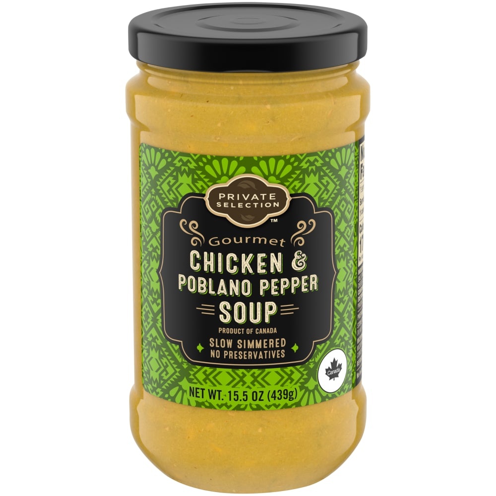 slide 1 of 1, Private Selection Gourmet Chicken & Poblano Pepper Soup, 15.5 oz