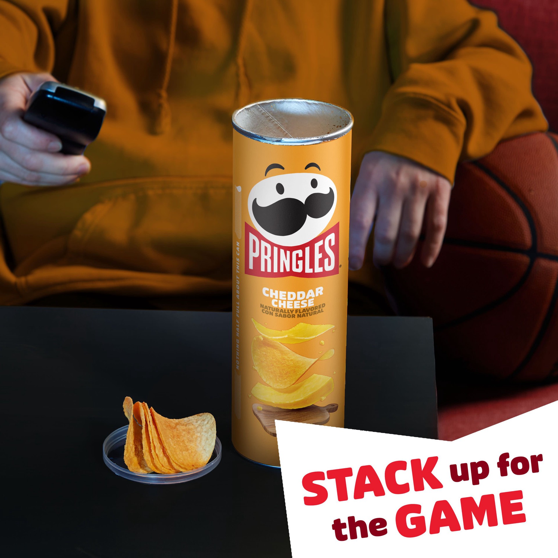 slide 3 of 5, Pringles Potato Crisps Chips, Lunch Snacks, On-The-Go Snacks, Party Stack, Cheddar Cheese, 7.1oz Can, 1 Can, 7.1 oz