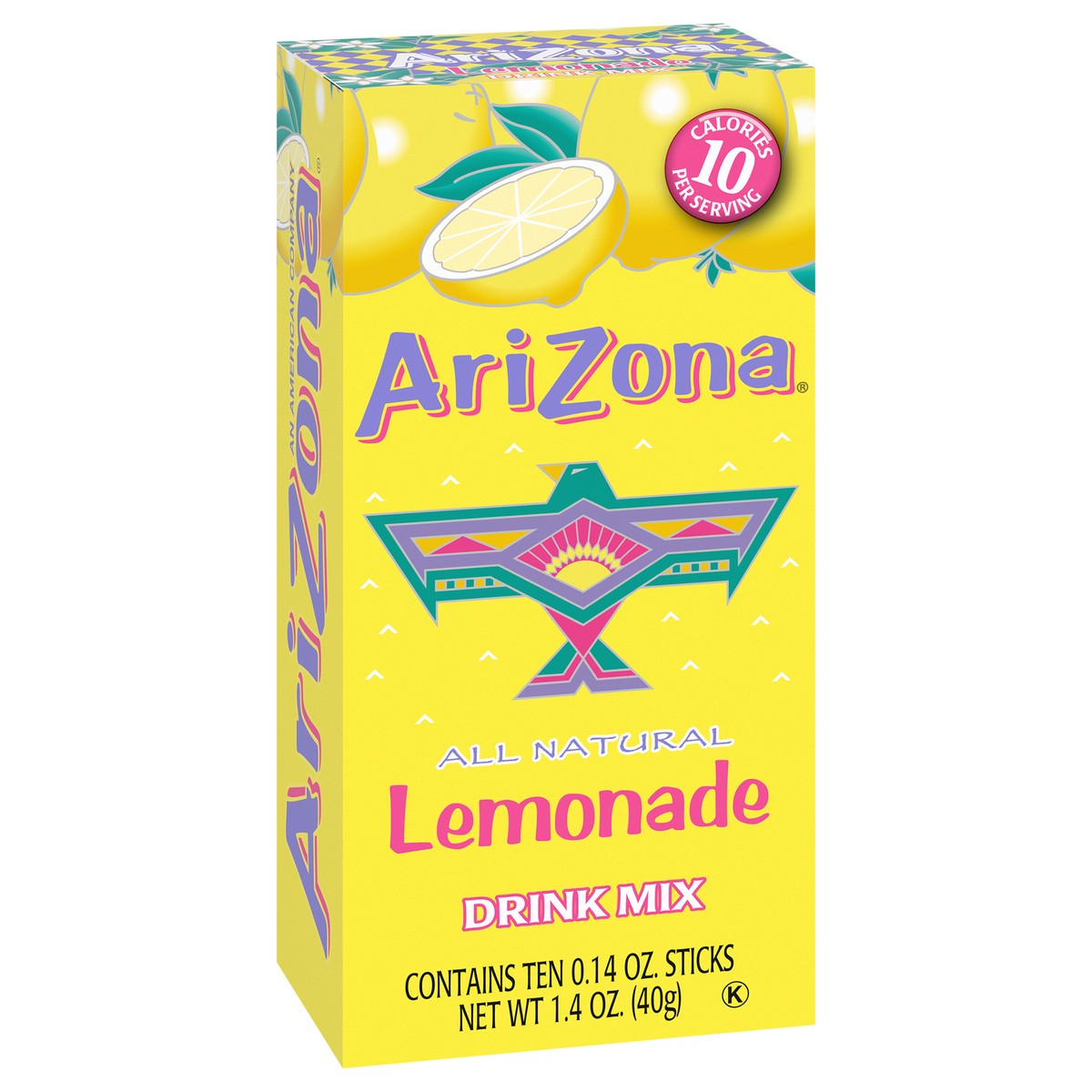 slide 8 of 9, AriZona Lemonade Naturally Flavored Powdered Drink Mix, 10 ct On-the-Go Packets, 10 ct