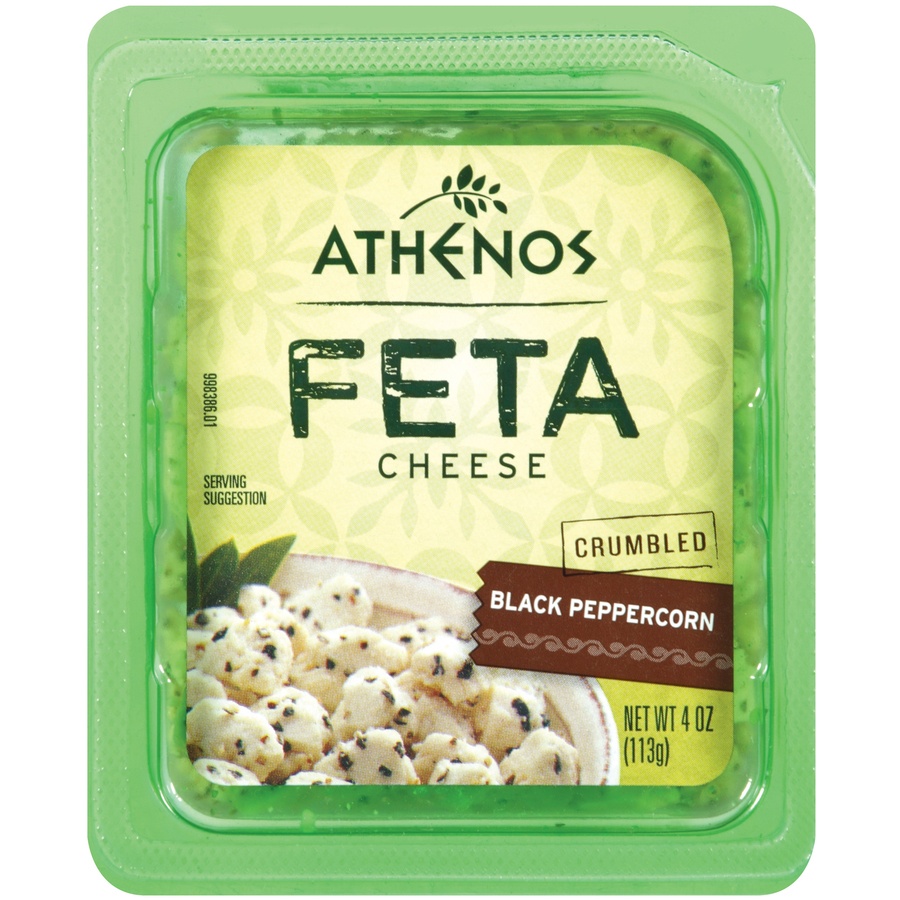 slide 1 of 1, Athenos Crumbled Feta Cheese with Lemon, Garlic & Oregano 4 oz. Tub, 4 oz