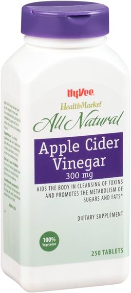 slide 1 of 1, Hy-Vee HealthMarket All Natural Apple Cider Vinegar Dietary Supplement, 250 ct; 300 mg