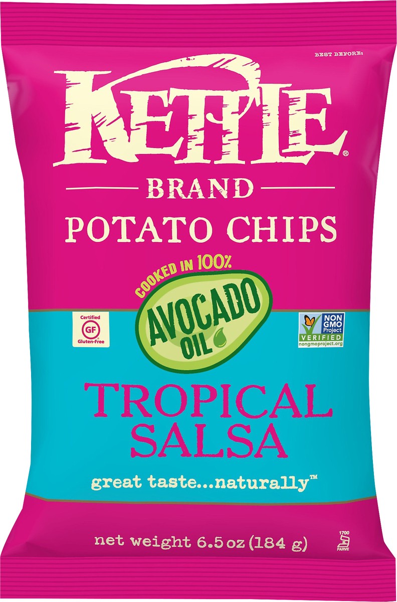 slide 5 of 7, Kettle Brand Potato Chips, Avocado Oil Tropical Salsa Kettle Chips, 6.5 Oz, 6.5 oz