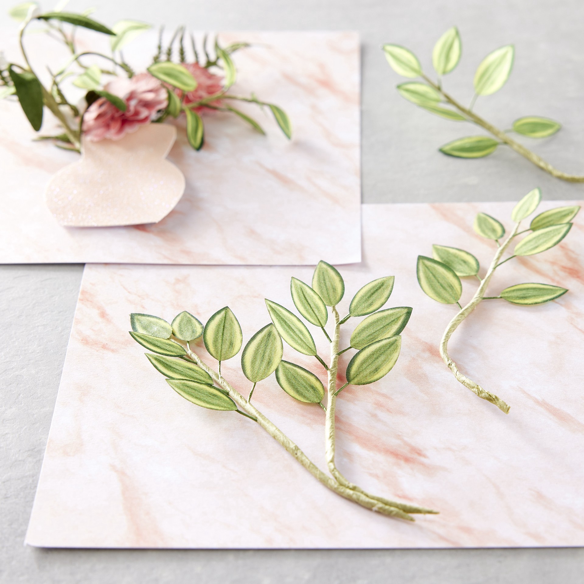 slide 2 of 4, Green & Yellow Fabric Leaf Embellishments By Recollections, 3/8 in x 7/8 in