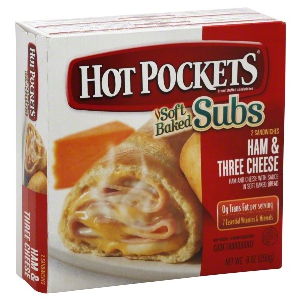 slide 1 of 6, Hot Pockets Stuffed Sandwiches, Ham & Three Cheese, 2 ct