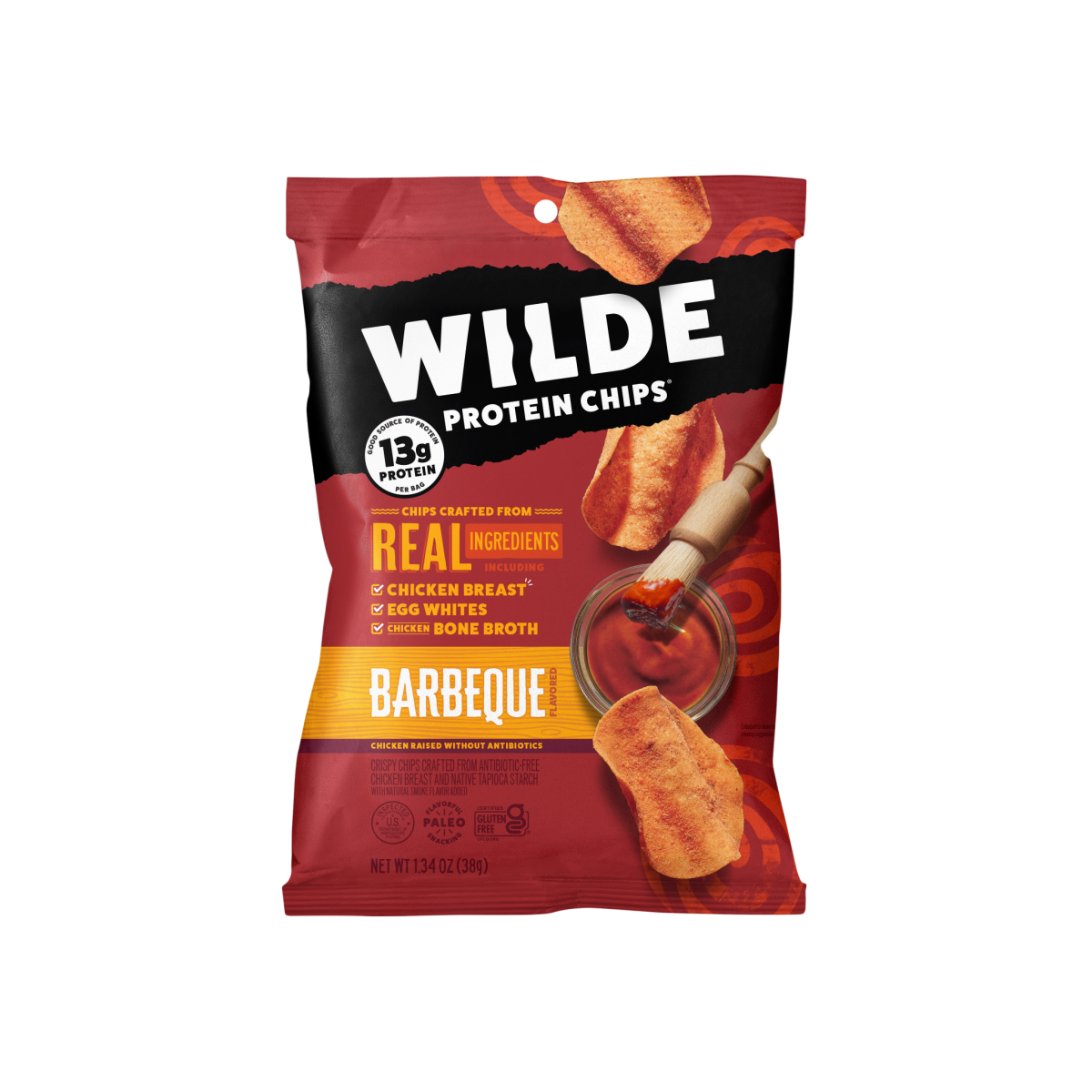 slide 1 of 5, Wilde Barbeque Flavored Protein Chips 1.34 oz, 1.34 oz