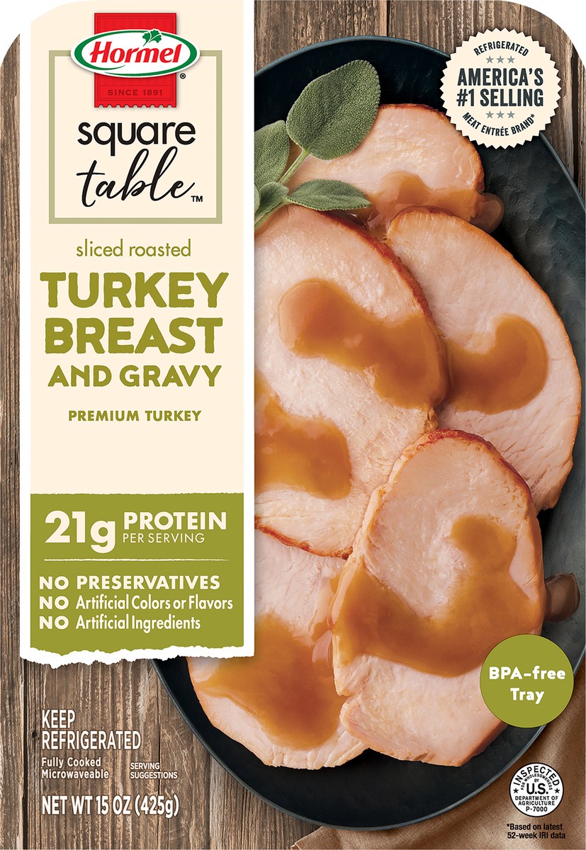 slide 3 of 3, Hormel SQUARE TABLE Sliced Roast Turkey Breast and Gravy, 15 oz