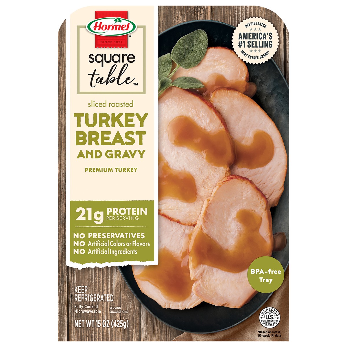 slide 1 of 3, Hormel SQUARE TABLE Sliced Roast Turkey Breast and Gravy, 15 oz