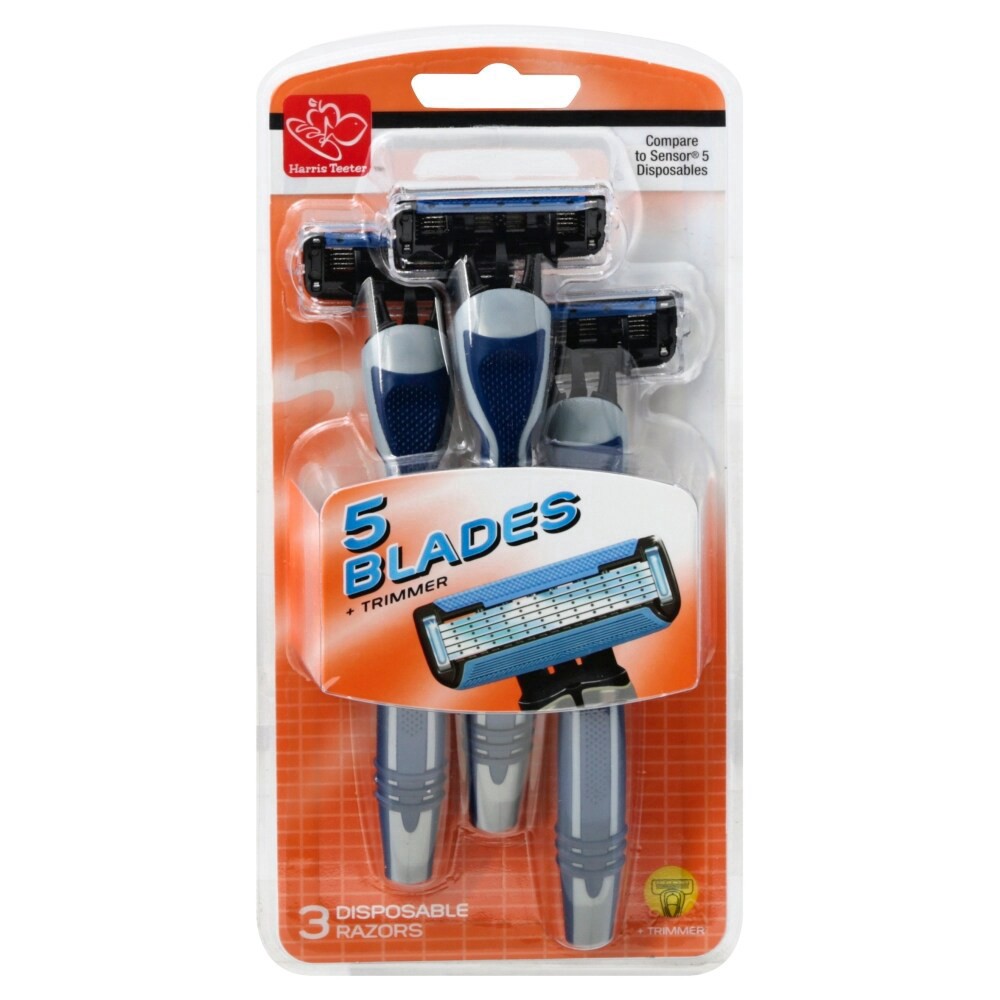 slide 2 of 2, Harris Teeter™ Men's Five Blade Disposable Razors With Trimmer, 3 ct