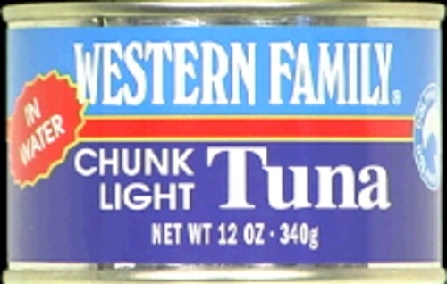 slide 1 of 1, Western Family Chunk Light In Tuna Water, 12 oz