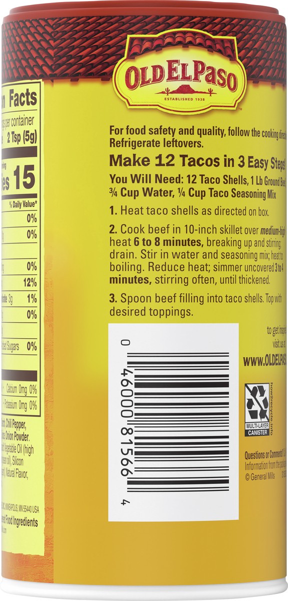 slide 4 of 9, Old El Paso Taco Seasoning Mix Original 6.25oz, 6.25 oz
