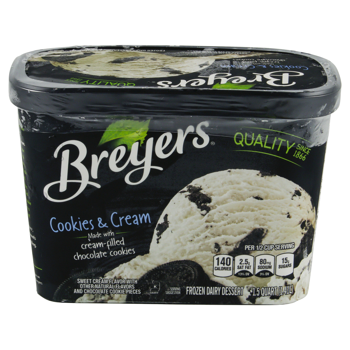 slide 3 of 4, Breyer's Cookies & Cream Frozen Dairy Dessert, 48 oz