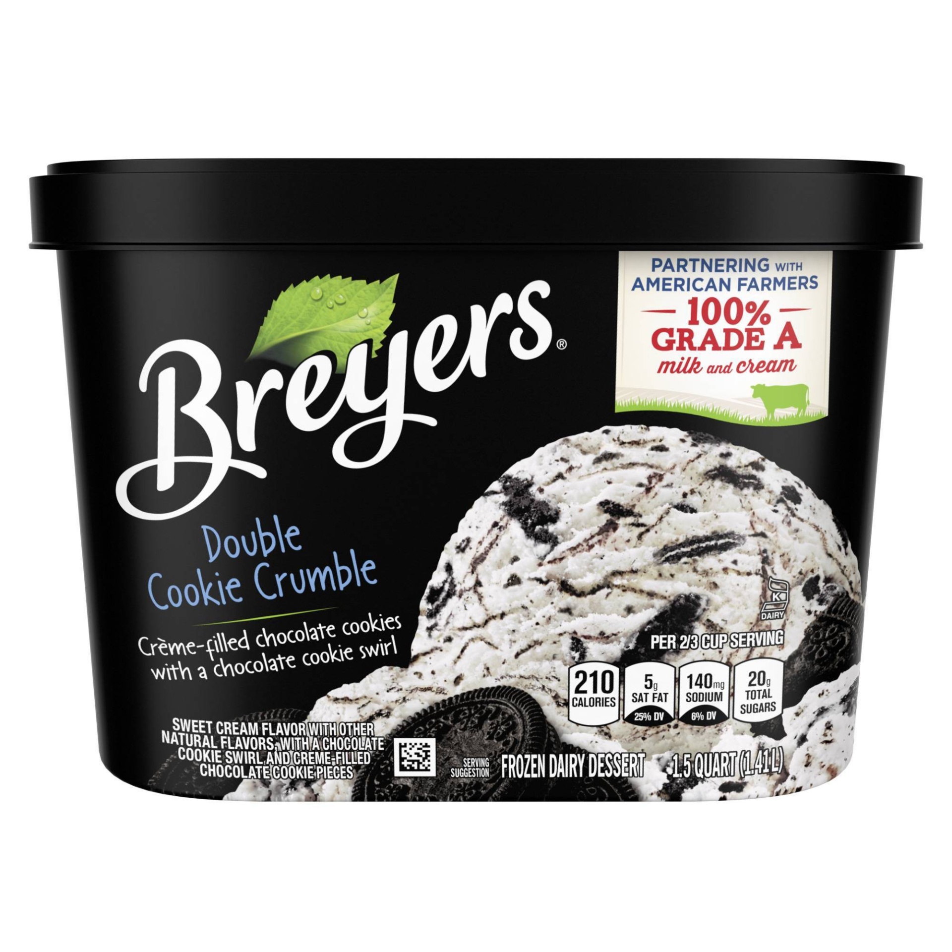 slide 1 of 4, Breyer's Cookies & Cream Frozen Dairy Dessert, 48 oz