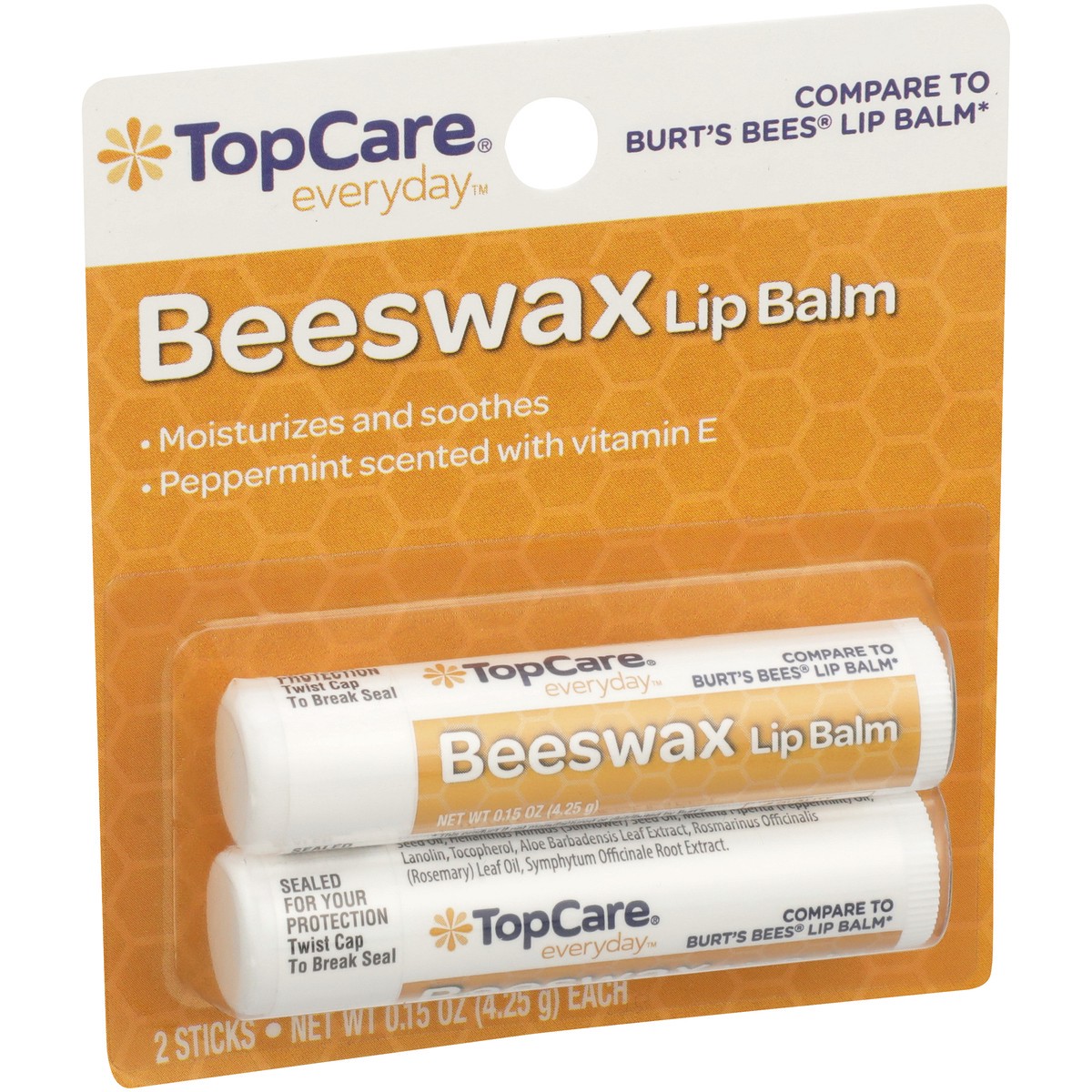 slide 2 of 9, TopCare Beeswax Lip Balm Sticks, 0.15 oz