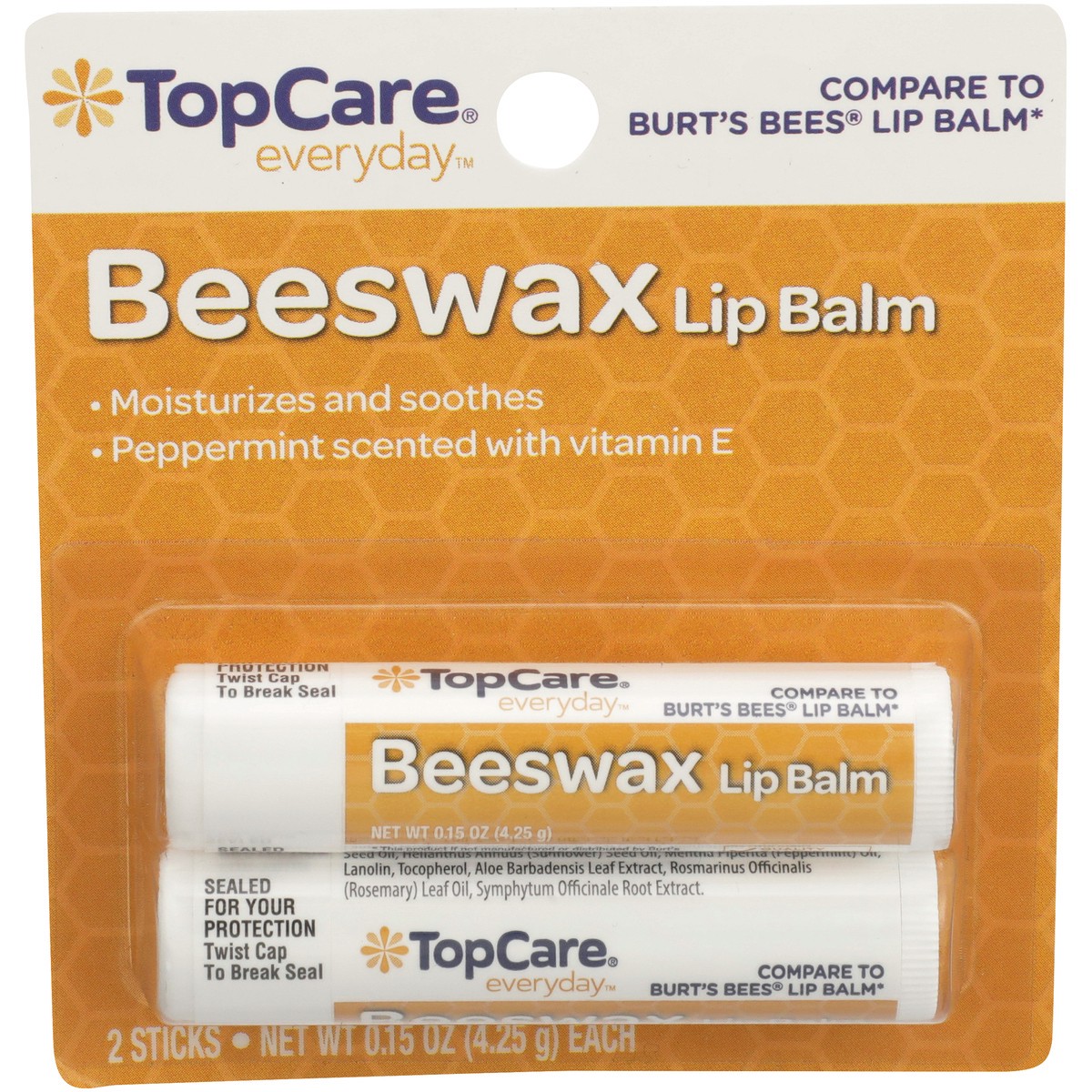 slide 1 of 9, TopCare Beeswax Lip Balm Sticks, 0.15 oz