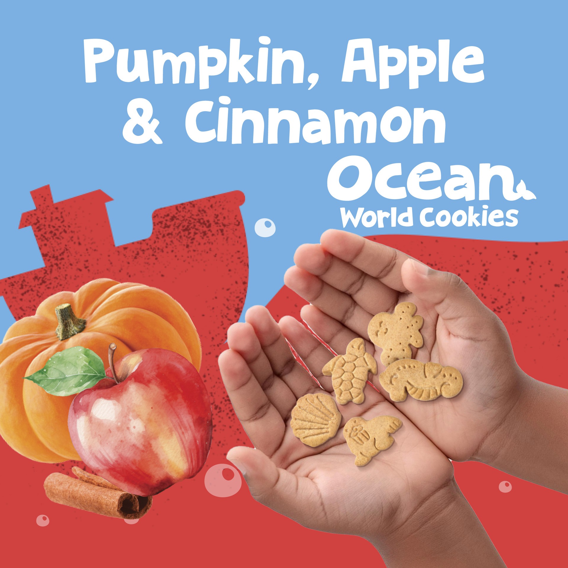 slide 3 of 7, Gerber Get'ems! from Gerber Pumpkin, Apple & Cinnamon Ocean World Cookies, Kids Snack Made with Real Veggies & Fruits, Iron & Vitamin E, 5 oz