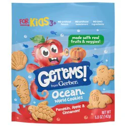 Gerber Get'ems! Pumpkin, Apple & Cinnamon Ocean World Cookies, Kids Snack Made with Real Veggies & Fruits, Iron & Vitamin E