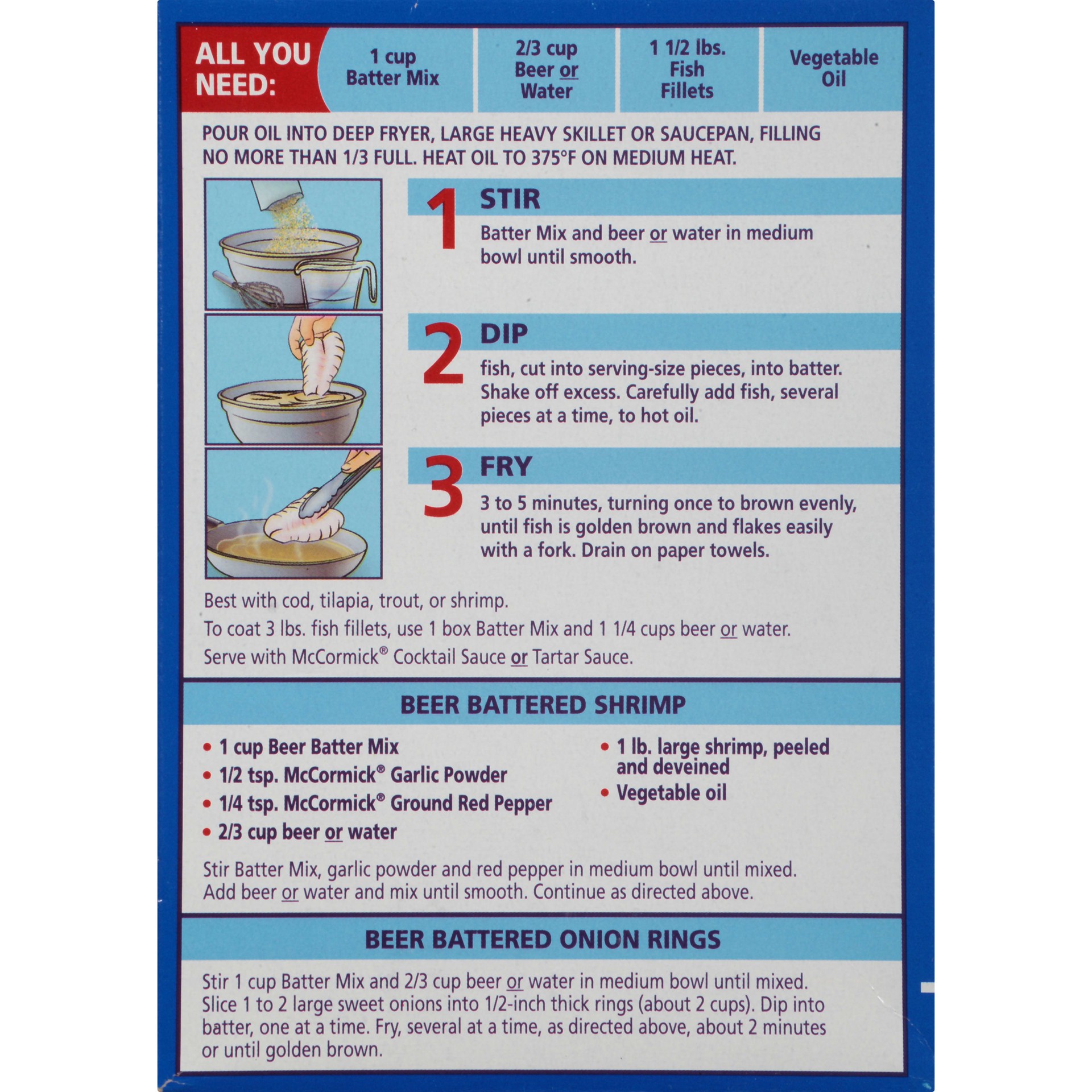 McCormick Golden Dipt Beer Batter Seafood Batter Mix 10 oz Shipt