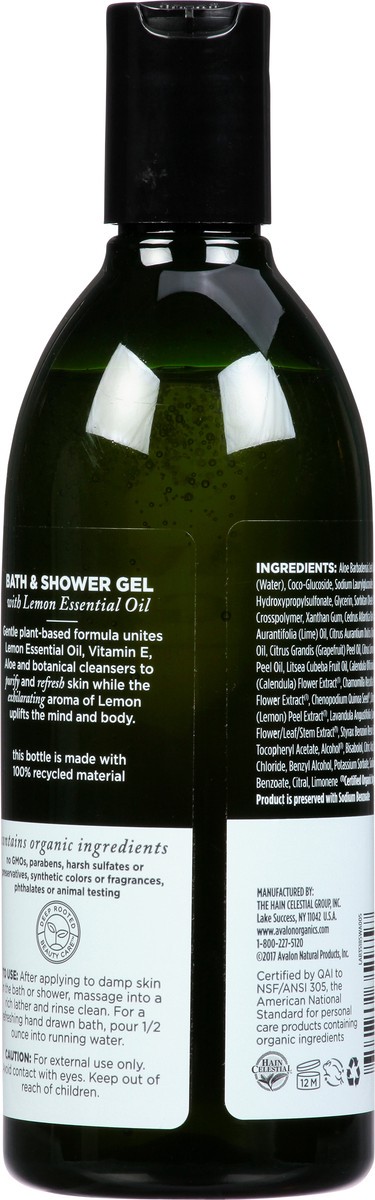 slide 6 of 8, Avalon Organics Refreshing Lemon Bath & Shower Gel 12 fl oz, 12 fl oz