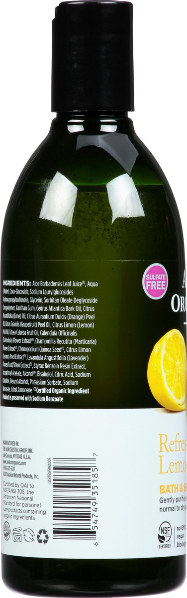 slide 7 of 8, Avalon Organics Refreshing Lemon Bath & Shower Gel 12 fl oz, 12 fl oz