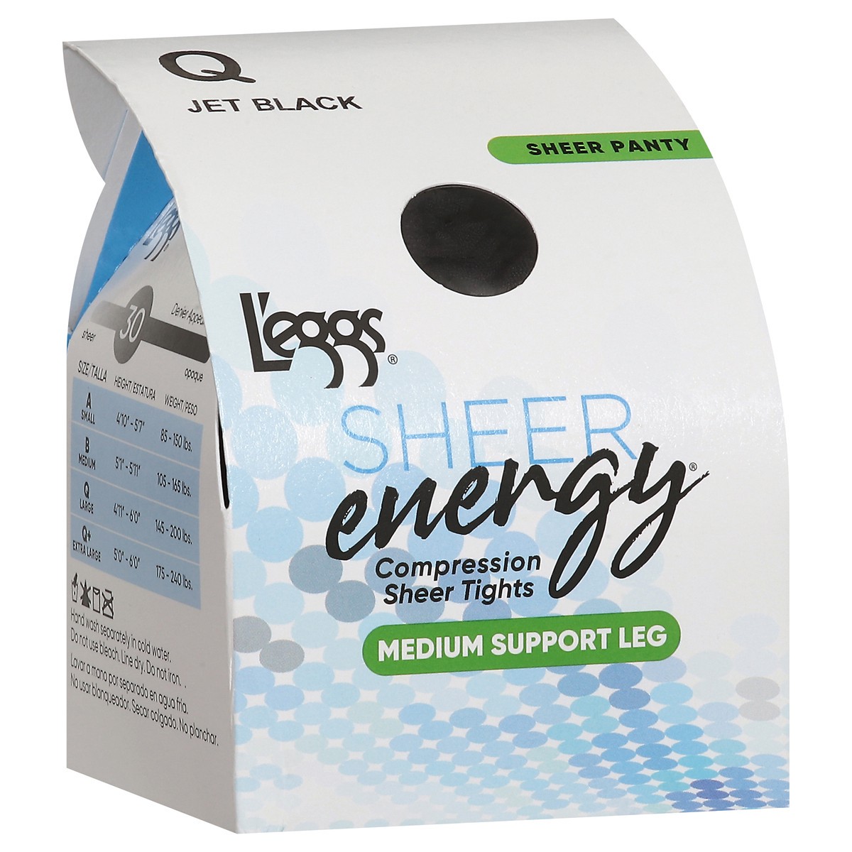 slide 7 of 11, L'eggs Sheer Energy Jet Black Medium Support Leg Compression Sheer Tights Q 1 ea, 1 ct