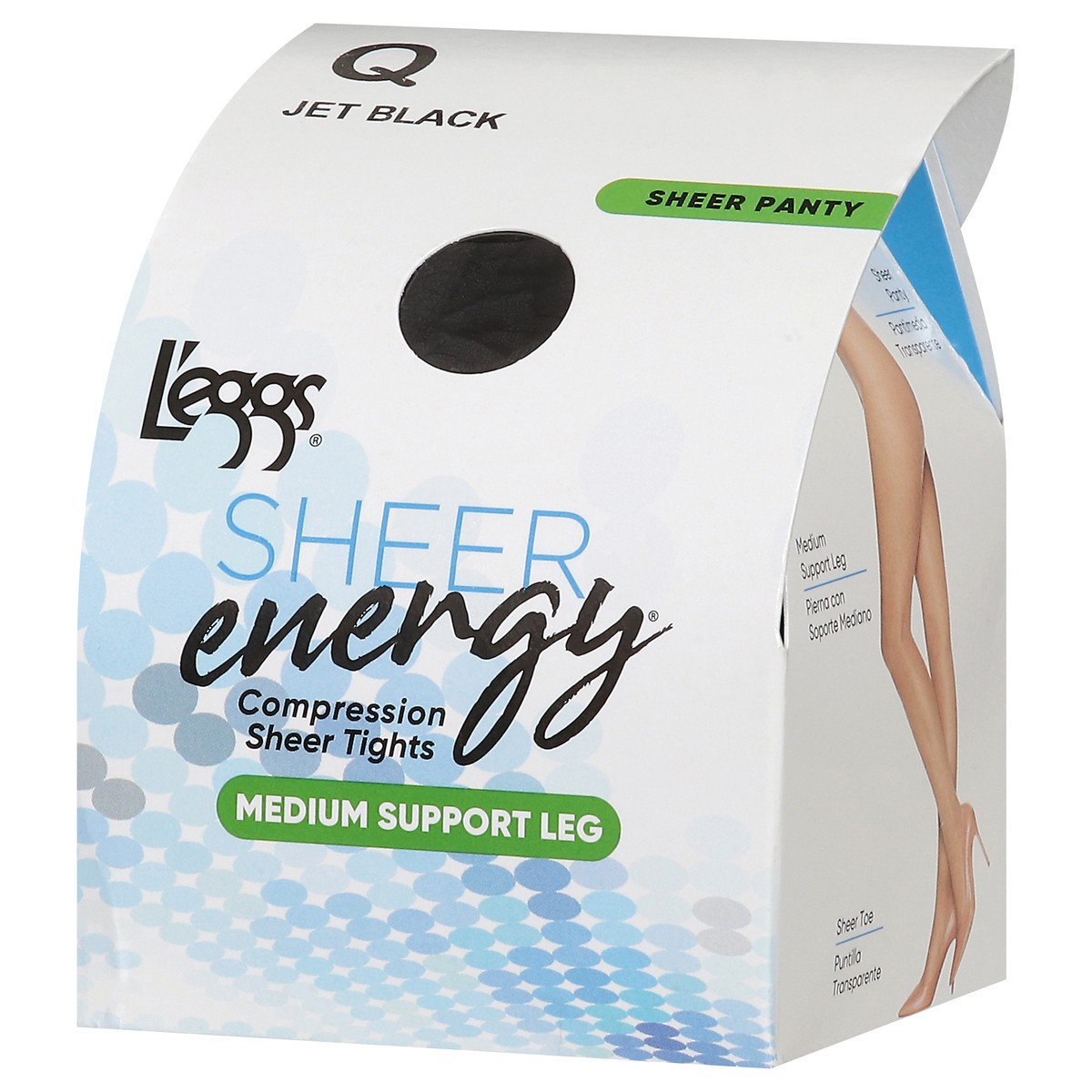 slide 10 of 11, L'eggs Sheer Energy Jet Black Medium Support Leg Compression Sheer Tights Q 1 ea, 1 ct