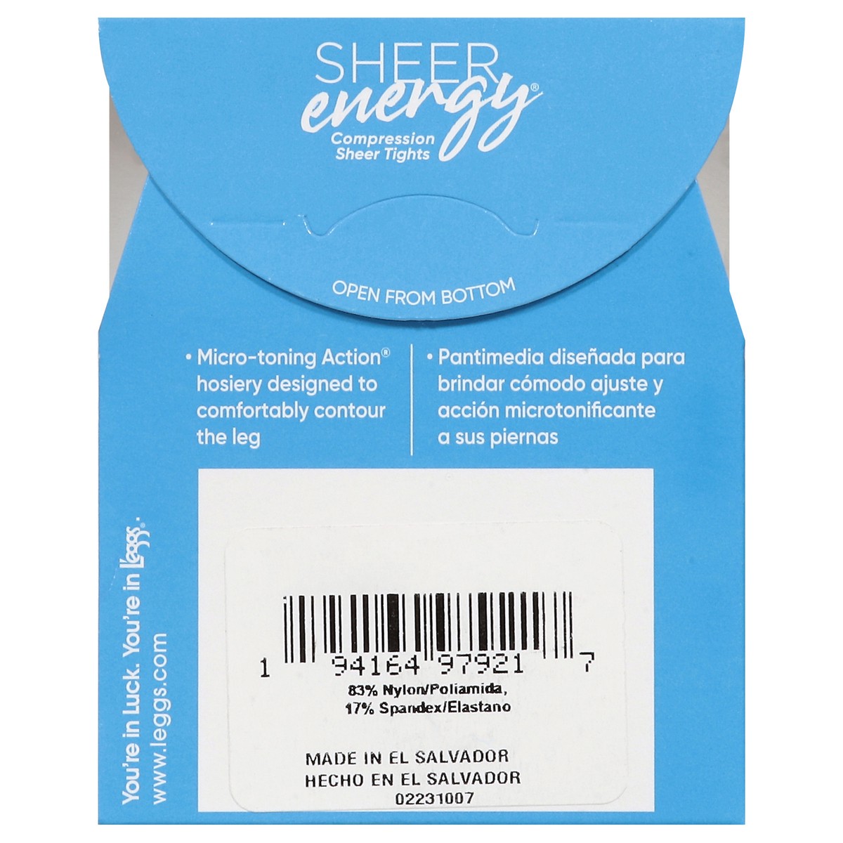 slide 2 of 11, L'eggs Sheer Energy Jet Black Medium Support Leg Compression Sheer Tights Q 1 ea, 1 ct