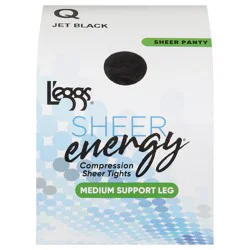 L'eggs Sheer Energy Jet Black Medium Support Leg Compression Sheer Tights Q 1 ea