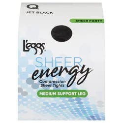 L'eggs Sheer Energy Jet Black Medium Support Leg Compression Sheer Tights Q 1 ea