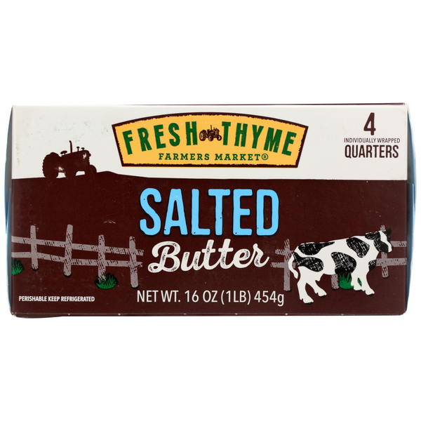 slide 1 of 1, Fresh Thyme Salted Butter Quarters, 1 lb